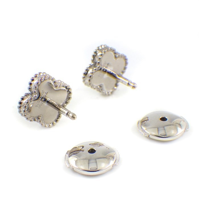 ヴァンクリーフ＆アーペル Van Cleef & Arpels ピアス スウィートアルハンブラ VCARG12000 ホワイト シェル K18WG 白 【中古】