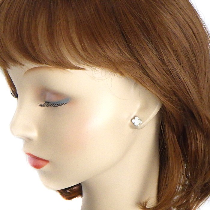 ヴァンクリーフ＆アーペル Van Cleef & Arpels ピアス スウィートアルハンブラ VCARG12000 ホワイト シェル K18WG 白 【中古】