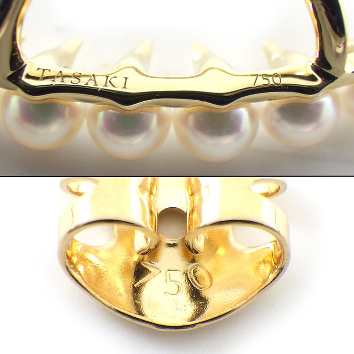 タサキ 田崎真珠 TASAKI ピアス デインジャー ガルパー E-3938-K18YG アコヤ真珠 1ポイント ダイヤモンド K18YG ※片方のみ 【中古】