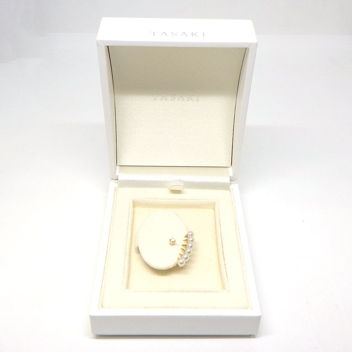 タサキ 田崎真珠 TASAKI ピアス デインジャー ガルパー E-3938-K18YG アコヤ真珠 1ポイント ダイヤモンド K18YG ※片方のみ 【中古】