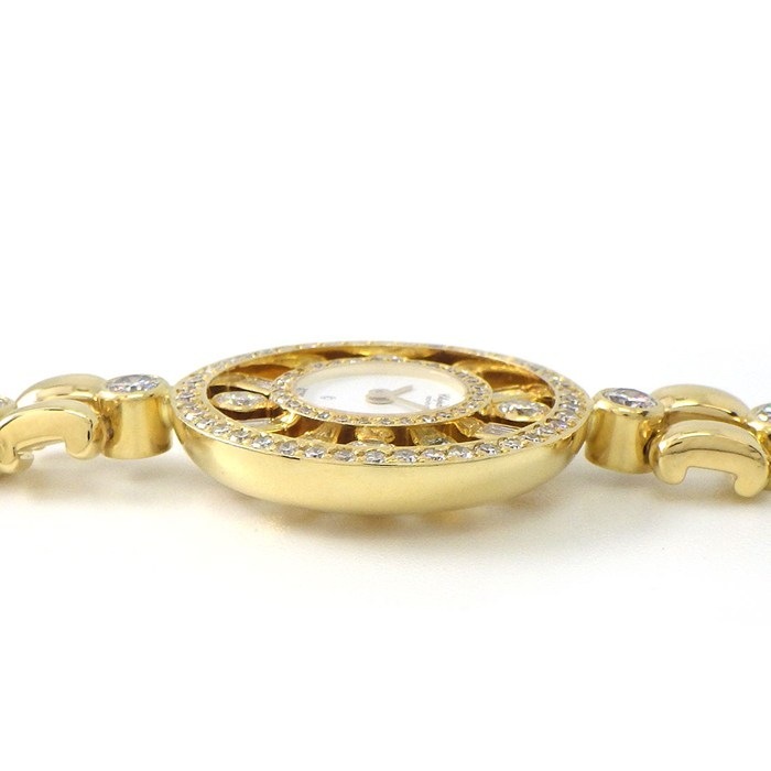 ショパール Chopard 腕時計 10/538.1 ラグジュアリー ディアマン ラウンド バゲットカット ダイヤモンド ホワイト文字盤 K18YG ダイヤブレスレット クオーツアナログ 【中古】