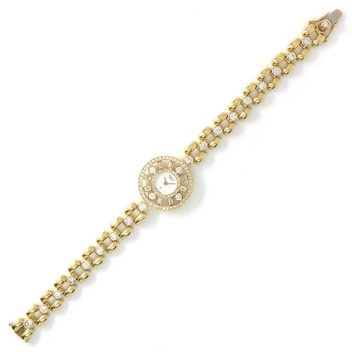 ショパール Chopard 腕時計 10/538.1 ラグジュアリー ディアマン ラウンド バゲットカット ダイヤモンド ホワイト文字盤 K18YG ダイヤブレスレット クオーツアナログ 【中古】