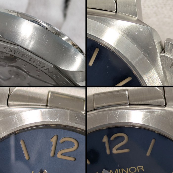 パネライ PANERAI 腕時計 ルミノール マリーナ PAM01028 デイト スモールセコンド 裏スケ 夜光インデックス 夜光針 サンレイ ブルー文字盤 SS 自動巻き 【箱・保付き】 【中古】