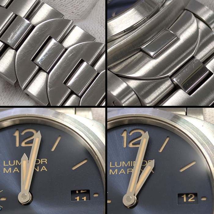 パネライ PANERAI 腕時計 ルミノール マリーナ PAM01028 デイト スモールセコンド 裏スケ 夜光インデックス 夜光針 サンレイ ブルー文字盤 SS 自動巻き 【箱・保付き】 【中古】