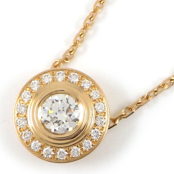 カルティエ Cartier ネックレス ダムール ディアマン レジェ ラウンド サークル パヴェ ダイヤモンド 計0.20ct(E/VVS2/EX) K18PG 【箱・保付き】 【中古】