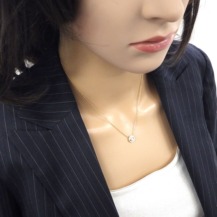 カルティエ Cartier ネックレス ダムール ディアマン レジェ ラウンド サークル パヴェ ダイヤモンド 計0.20ct(E/VVS2/EX) K18PG 【箱・保付き】 【中古】