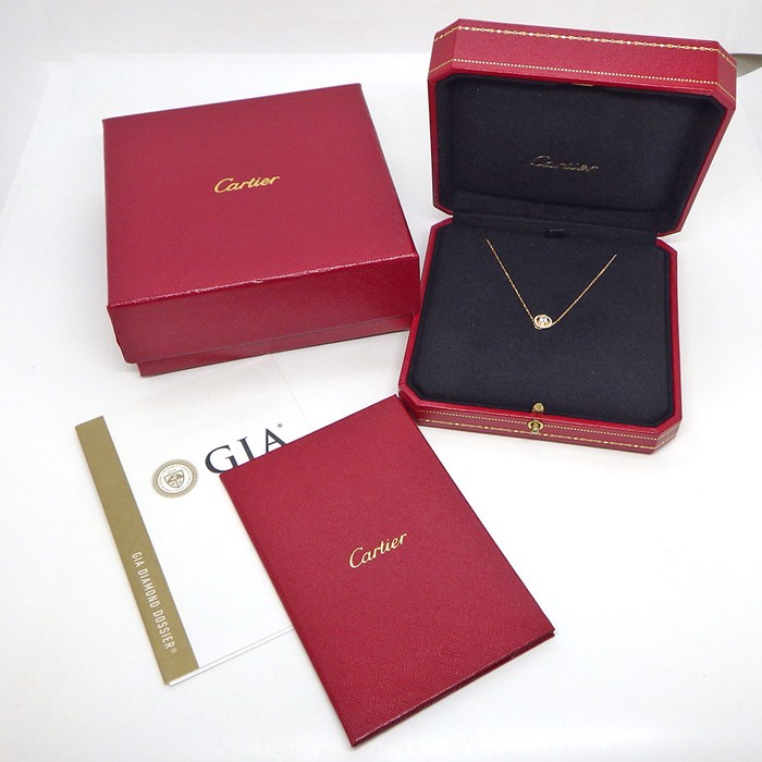 カルティエ Cartier ネックレス ダムール ディアマン レジェ ラウンド サークル パヴェ ダイヤモンド 計0.20ct(E/VVS2/EX) K18PG 【箱・保付き】 【中古】
