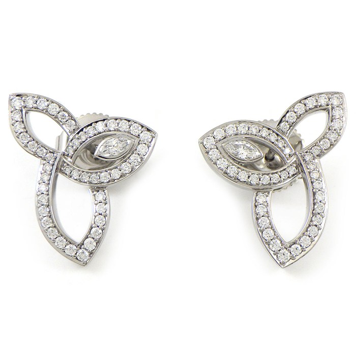 ハリーウィンストン HARRY WINSTON ピアス リリークラスター EADPMQRFLC リーフ 2ポイント マーキスカット 90ポイント ラウンドカット ダイヤモンド 計0.68ct PT950 【中古】