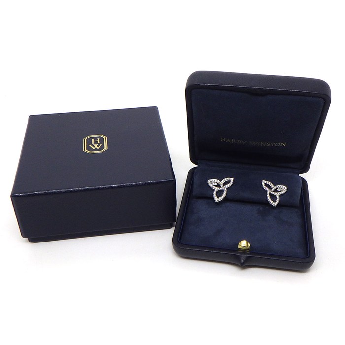 ハリーウィンストン HARRY WINSTON ピアス リリークラスター EADPMQRFLC リーフ 2ポイント マーキスカット 90ポイント ラウンドカット ダイヤモンド 計0.68ct PT950 【中古】