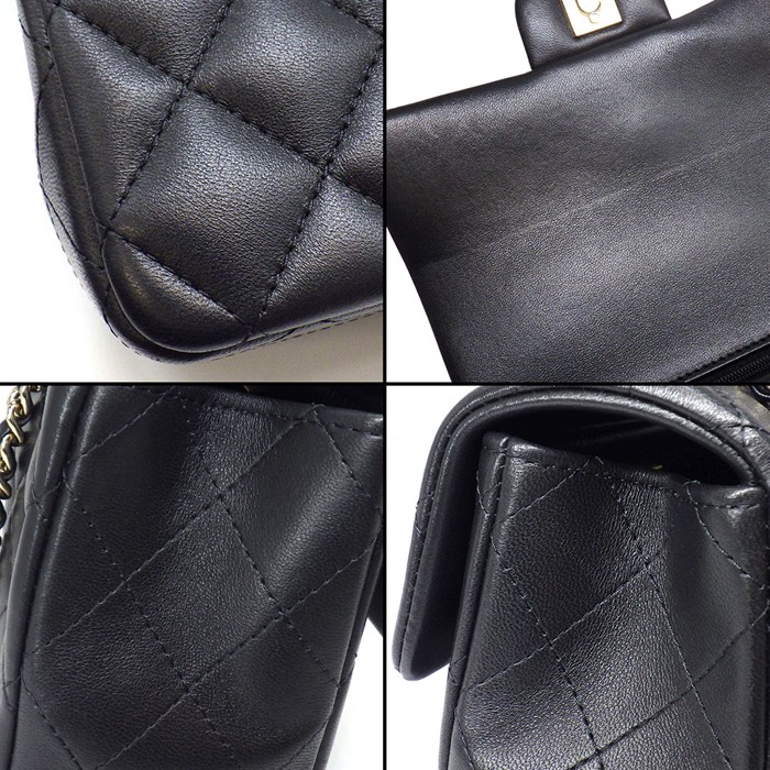 シャネル CHANEL ショルダーバッグ マトラッセ 20 トップハンドル ミニ クラシック AS2431 ブラック ラムスキン ゴールド金具 【中古】