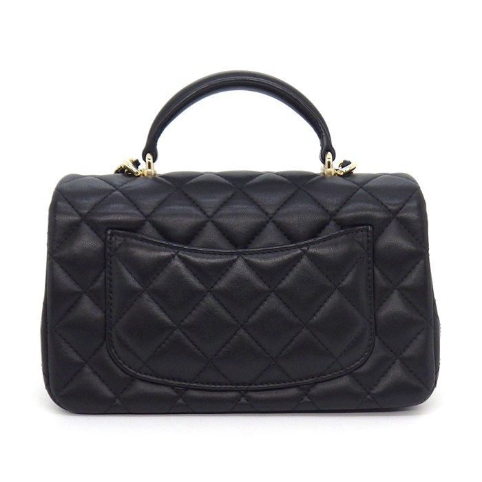 シャネル CHANEL ショルダーバッグ マトラッセ 20 トップハンドル ミニ クラシック AS2431 ブラック ラムスキン ゴールド金具 【中古】