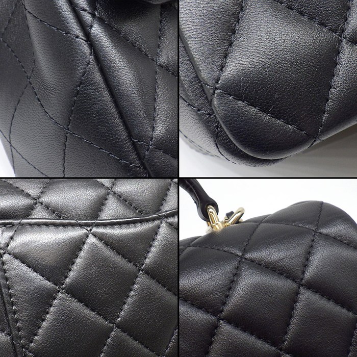 シャネル CHANEL ショルダーバッグ マトラッセ 20 トップハンドル ミニ クラシック AS2431 ブラック ラムスキン ゴールド金具 【中古】
