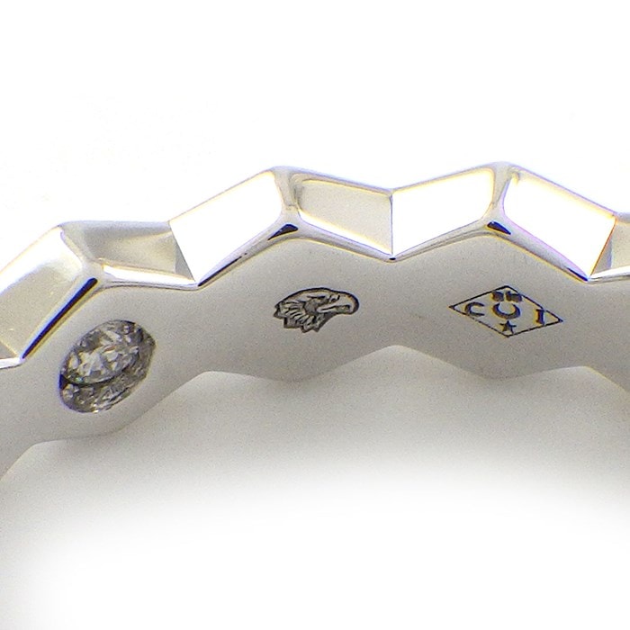 ショーメ Chaumet リング ビーマイラブ ビーマイ ラブ ハニカム 083358 幅4ｍｍモデル 1ポイント ダイヤモンド K18WG 14号 / #54 【中古】