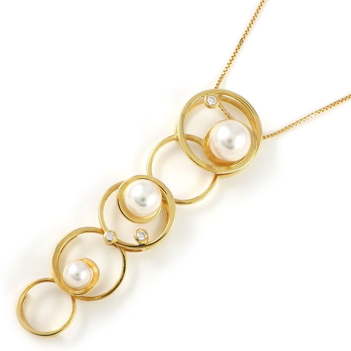 タサキ 田崎真珠 TASAKI ネックレス インバイティング エニーマ P-15340-18KYG 3Way サークル アコヤ真珠 ダイヤモンド 0.05ct K18YG 【中古】