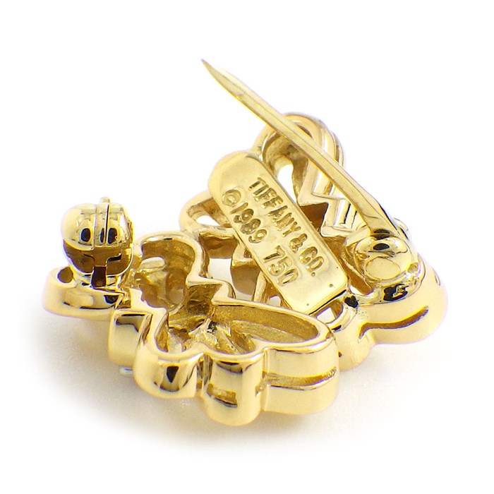 ティファニー Tiffany & Co. ブローチ 蝶 バタフライ 2モチーフ ダイヤモンド K18YG 【中古】