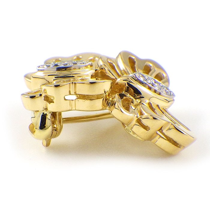 ティファニー Tiffany & Co. ブローチ 蝶 バタフライ 2モチーフ ダイヤモンド K18YG 【中古】