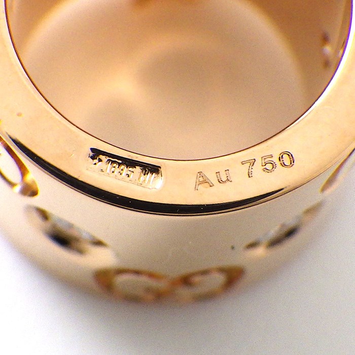 グッチ GUCCI ネックレス アイコン ワイド GG ロゴ ダイヤモンド K18PG 【中古】