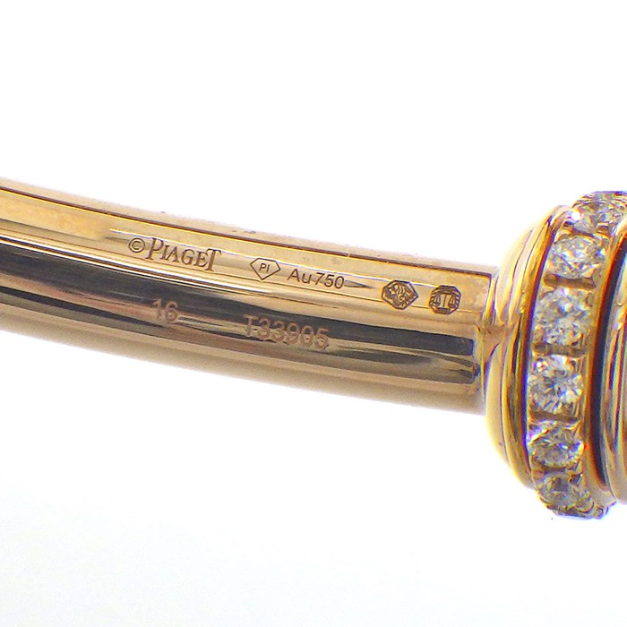 ピアジェ PIAGET バングル ポセション ダブルラップ G36PF600 カーブ スパイラル 回転 30ポイント ダイヤモンド 0.42ct K18PG / #16 【中古】