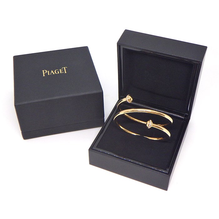 ピアジェ PIAGET バングル ポセション ダブルラップ G36PF600 カーブ スパイラル 回転 30ポイント ダイヤモンド 0.42ct K18PG / #16 【中古】