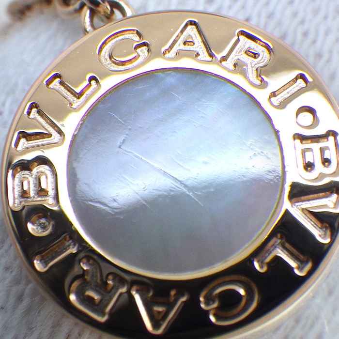 ブルガリ BVLGARI ピアス ブルガリブルガリ スウィング ドロップ サークル ラウンド ホワイト シェル 白 2ポイント ダイヤモンド K18PG 白 【中古】