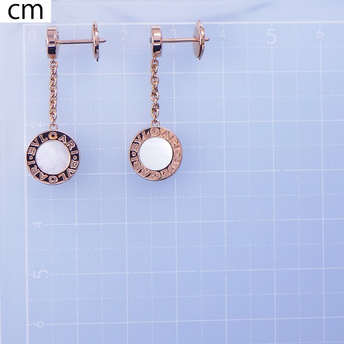ブルガリ BVLGARI ピアス ブルガリブルガリ スウィング ドロップ サークル ラウンド ホワイト シェル 白 2ポイント ダイヤモンド K18PG 白 【中古】
