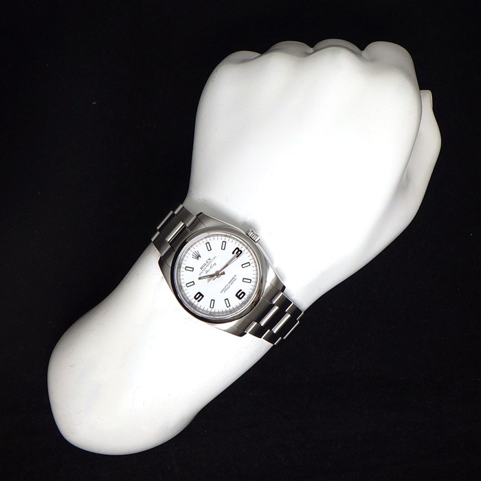 ロレックス Rolex 腕時計 エアキング 114200 G番 2010年 ルーレット刻印 ホワイト文字盤 夜光インデックス 夜光針 SS 自動巻き 【中古】 ロレックス Rolex 腕時計 エアキング 114200 G番 2010年 ルーレット