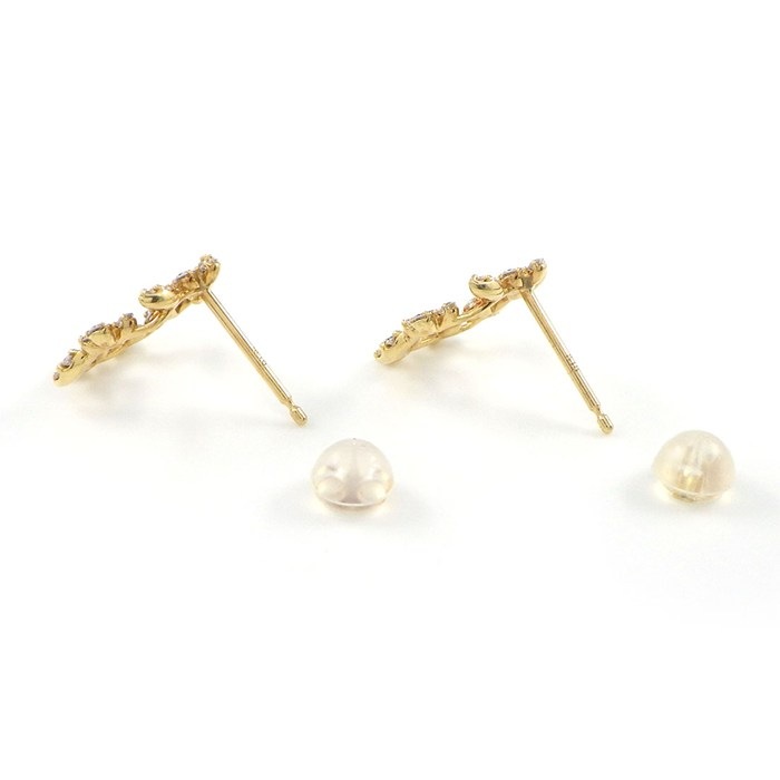 ポンテヴェキオ Ponte Vecchio ピアス リーフ フラワーモチーフ ダイヤモンド 0.28ct / 0.28ct K18YG 【中古】