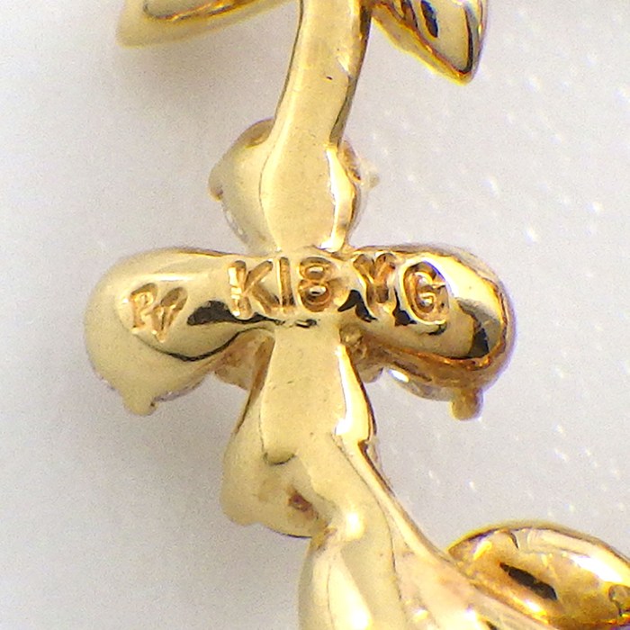 ポンテヴェキオ Ponte Vecchio ピアス リーフ フラワーモチーフ ダイヤモンド 0.28ct / 0.28ct K18YG 【中古】