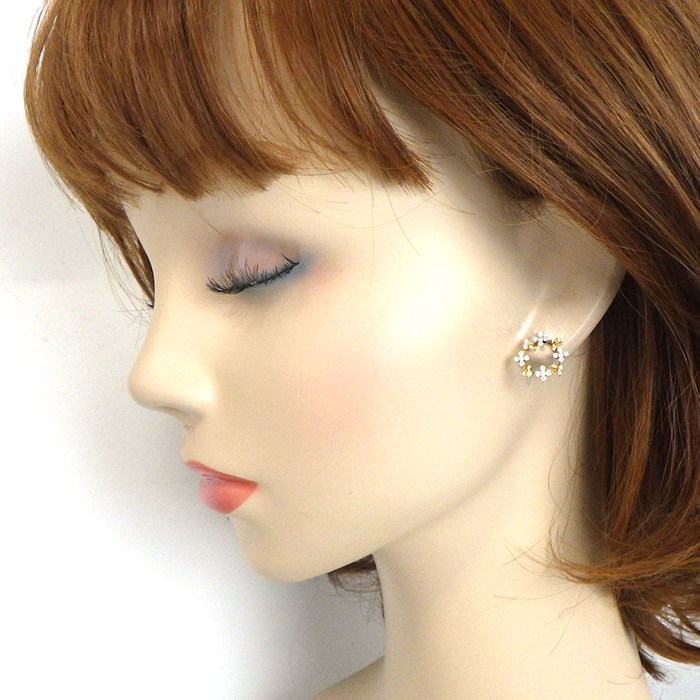 ポンテヴェキオ Ponte Vecchio ピアス リーフ フラワーモチーフ ダイヤモンド 0.28ct / 0.28ct K18YG 【中古】