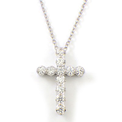 ポンテヴェキオ Ponte Vecchio ネックレス クロス ダイヤモンド 計0.20ct K18WG 【中古】