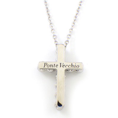 ポンテヴェキオ Ponte Vecchio ネックレス クロス ダイヤモンド 計0.20ct K18WG 【中古】