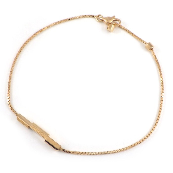 グッチ GUCCI ブレスレット リンクトゥラブ ロゴ バー ベネチアンチェーン K18PG / #16 【中古】