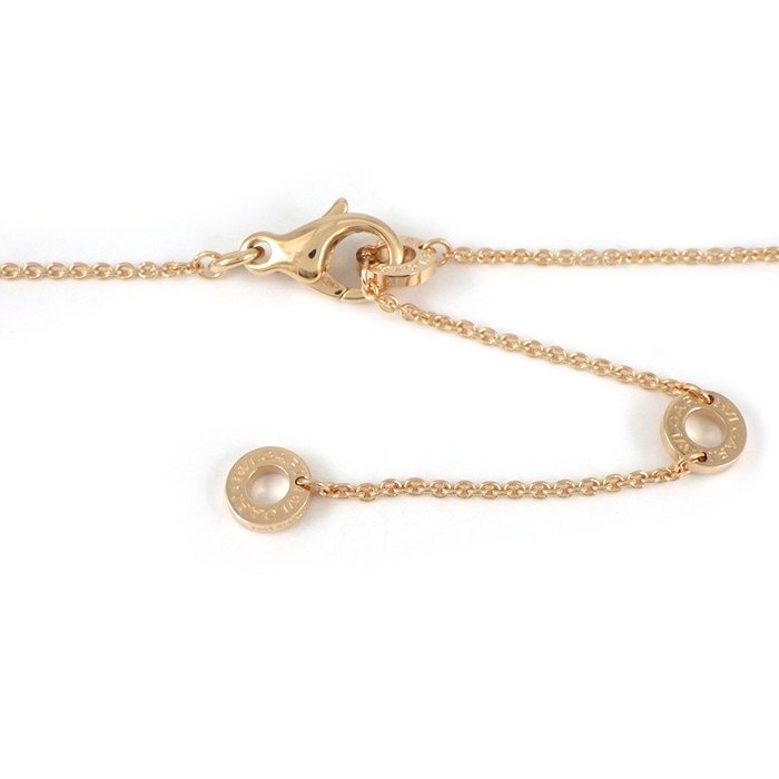 ブルガリ BVLGARI ネックレス ブルガリブルガリ 361077 ラウンドサークル ロゴ 1ポイント スクエアカット ダイヤモンド 0.09ct K18PG 【箱・保付き】 【中古】