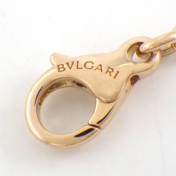 ブルガリ BVLGARI ネックレス ブルガリブルガリ 361077 ラウンドサークル ロゴ 1ポイント スクエアカット ダイヤモンド 0.09ct K18PG 【箱・保付き】 【中古】
