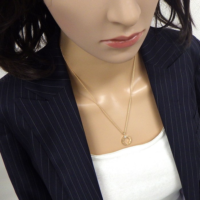 ブルガリ BVLGARI ネックレス ブルガリブルガリ 361077 ラウンドサークル ロゴ 1ポイント スクエアカット ダイヤモンド 0.09ct K18PG 【箱・保付き】 【中古】
