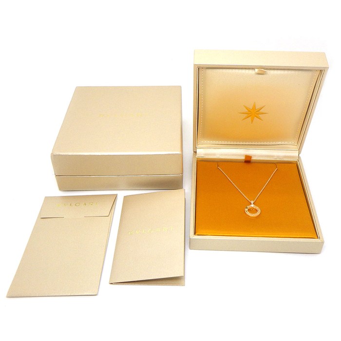 ブルガリ BVLGARI ネックレス ブルガリブルガリ 361077 ラウンドサークル ロゴ 1ポイント スクエアカット ダイヤモンド 0.09ct K18PG 【箱・保付き】 【中古】