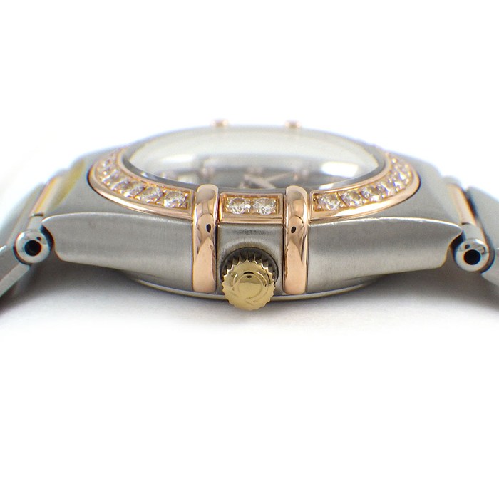 オメガ OMEGA 腕時計 コンステレーション 1360.60.00 ダイヤベゼル 12ポイント ダイヤインデックス サンレイ ブラウン文字盤 K18PG SS クオーツアナログ 【中古】