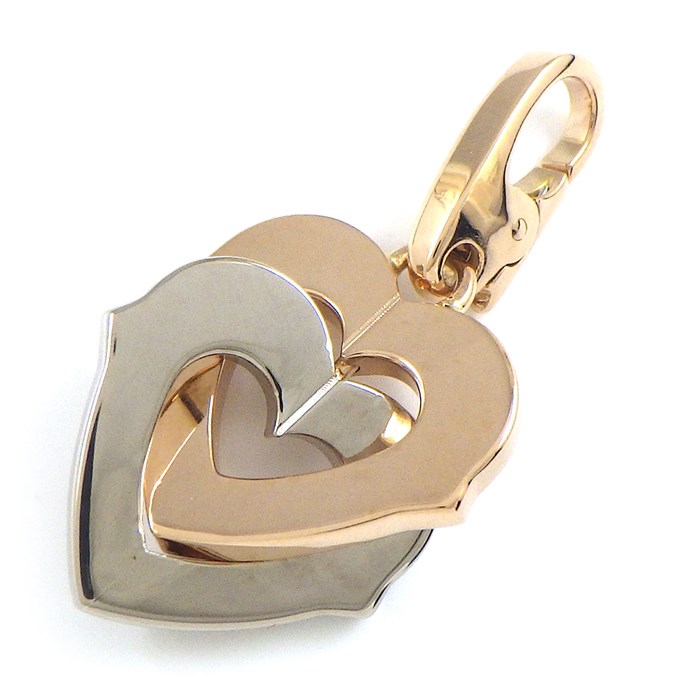 カルティエ Cartier チャーム ペンダントトップ ダブルハート K18PG K18WG 【中古】