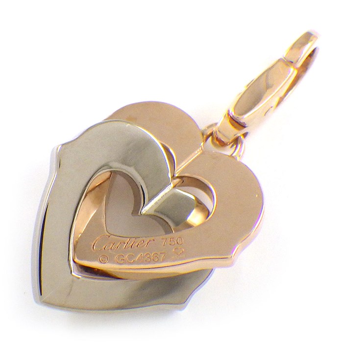 カルティエ Cartier チャーム ペンダントトップ ダブルハート K18PG K18WG 【中古】