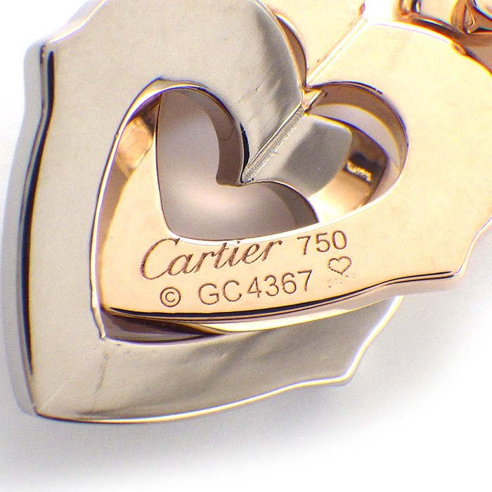 カルティエ Cartier チャーム ペンダントトップ ダブルハート K18PG K18WG 【中古】