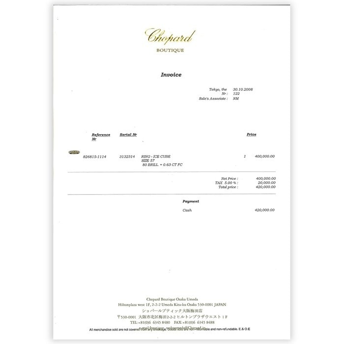 ショパール Chopard リング アイスキューブ 82/6815 フルサークル パヴェ 80ポイント ダイヤモンド 0.63ct K18YG 16.5号 【中古】