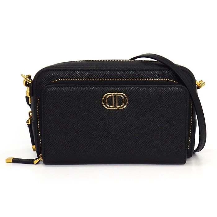 ディオール Dior ショルダーバッグ カロ ダブルポーチ S7431UBAE ブラック カーフレザー (牛革) 【中古】