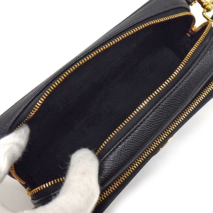 ディオール Dior ショルダーバッグ カロ ダブルポーチ S7431UBAE ブラック カーフレザー (牛革) 【中古】