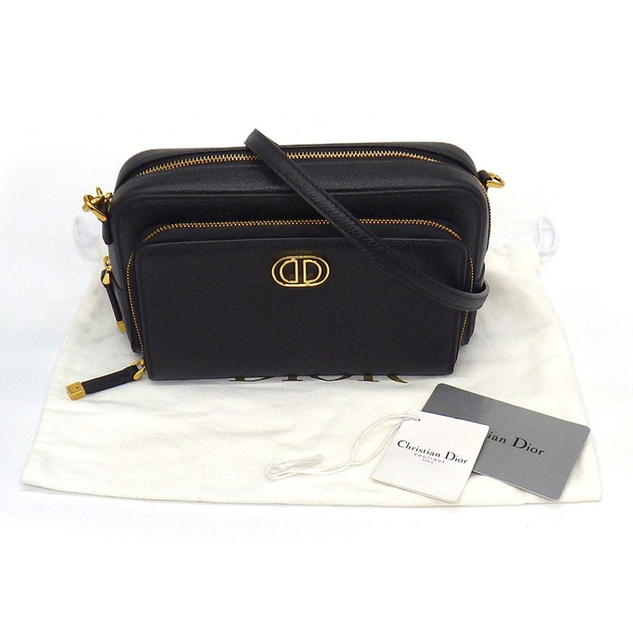 ディオール Dior ショルダーバッグ カロ ダブルポーチ S7431UBAE ブラック カーフレザー (牛革) 【中古】