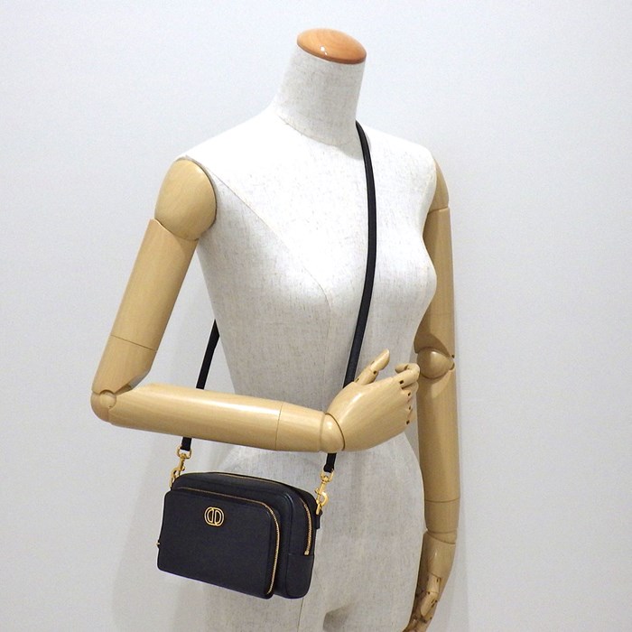 ディオール Dior ショルダーバッグ カロ ダブルポーチ S7431UBAE ブラック カーフレザー (牛革) 【中古】