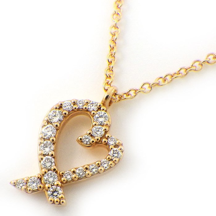 ティファニー ネックレス ダイヤ ダイヤモンド ハート パヴェ K18YG  