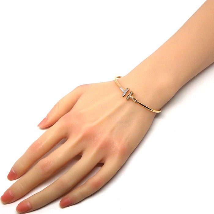 ティファニー ダイヤモンド T ワイヤー ブレスレット K18PG