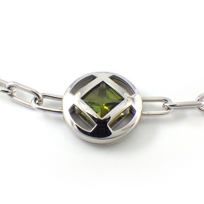 カルティエ Cartier ブレスレット パシャ グリッド スクエアカット アクアマリン アイオライト ペリドット K18WG 【中古】