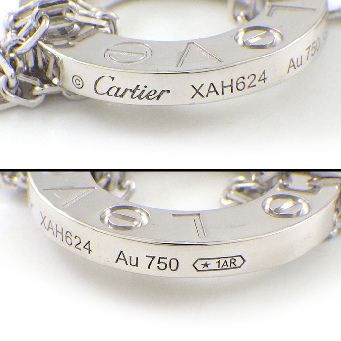 カルティエ Cartier ブレスレット ラブ B6038100 サークル ダブルチェーン 2ポイント ダイヤモンド 計0.03ct K18WG 【箱・保付き】 【中古】