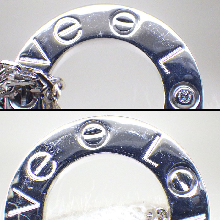 カルティエ Cartier ブレスレット ラブ B6038100 サークル ダブルチェーン 2ポイント ダイヤモンド 計0.03ct K18WG 【箱・保付き】 【中古】